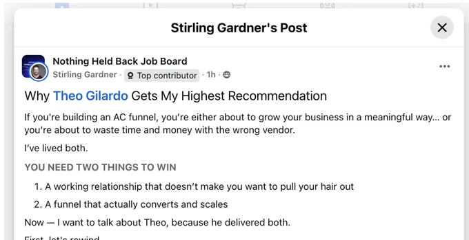 Why Theo gets my highest recommendation — Stirling Gardner